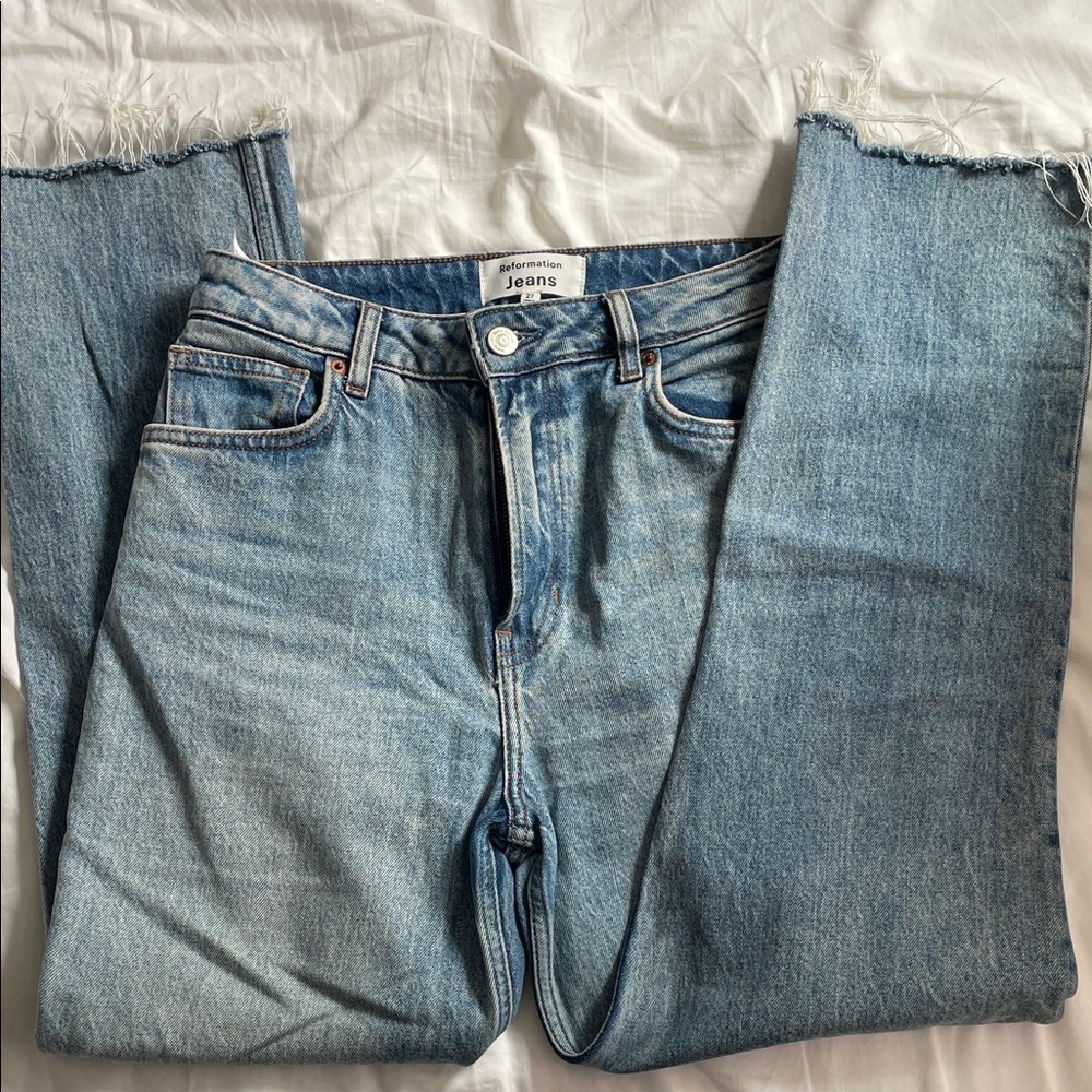 Reformation Liza Ultra High Rise Straight Jeans (cut bottom)